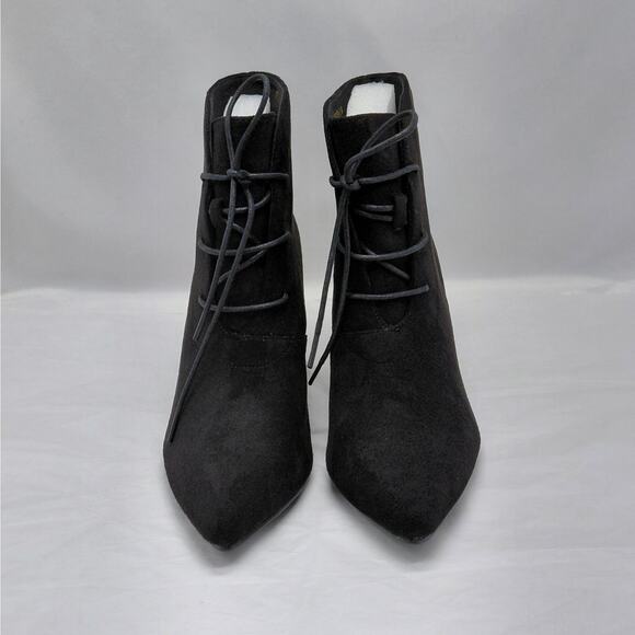 Perphy Womens Ankle Boots Size 8 Black Suede Lace Up Block Heel Goth Witchy NWT - Picture 3 of 11